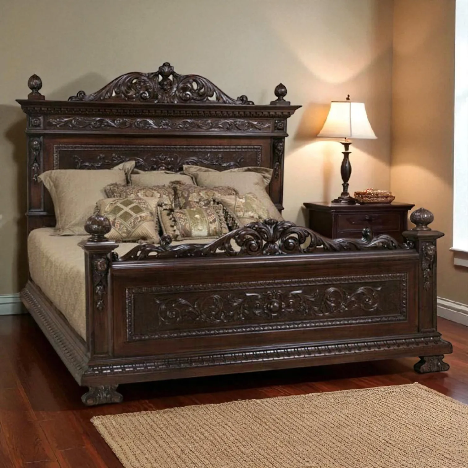 Victorian King Size Bed With Mahogany Finish ACB04